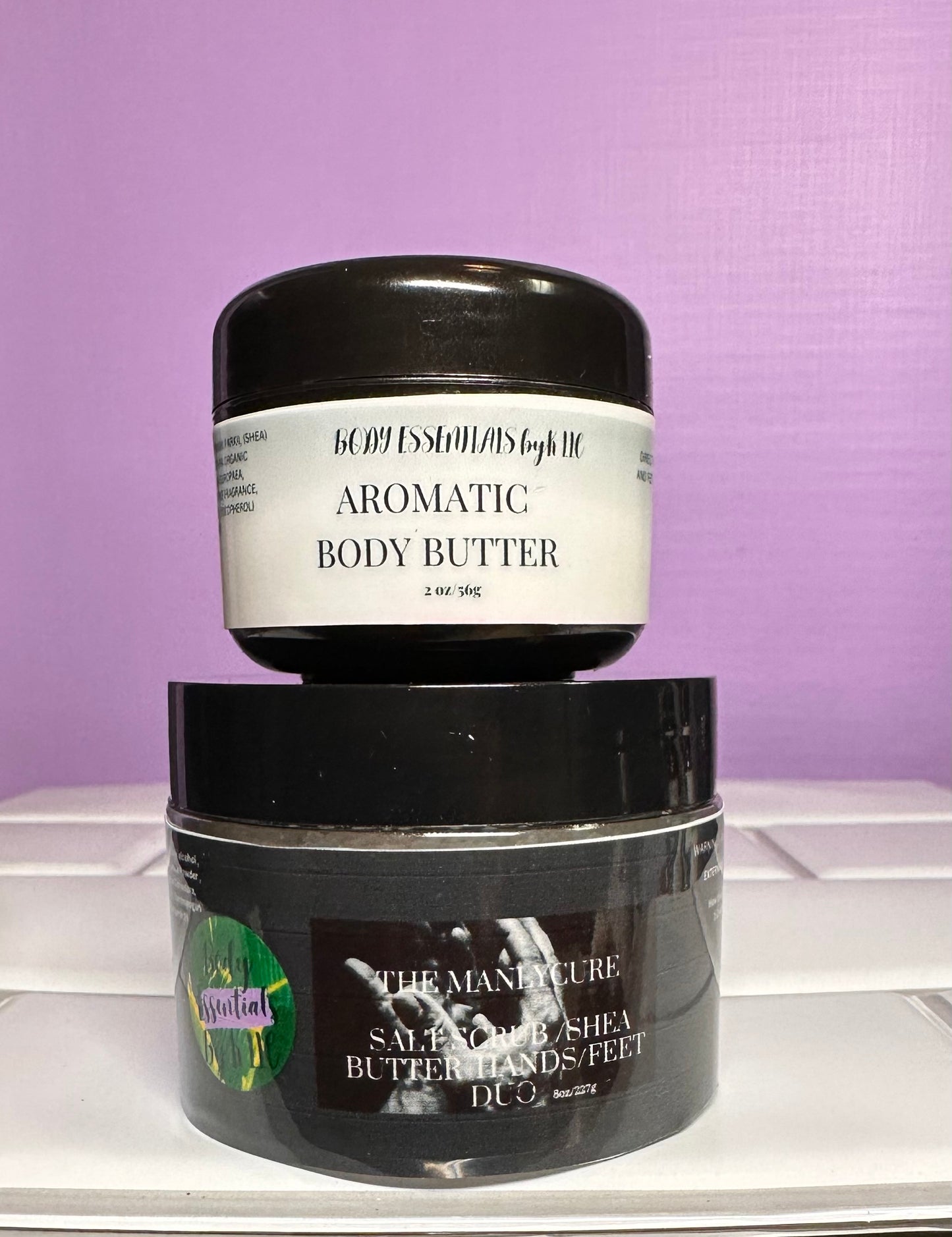 Returning Favorite! The ManlyCure Salt Scrub/ Shea Butter Hands & Feet Duo (Wooden stir spoon included 1st purchase!)